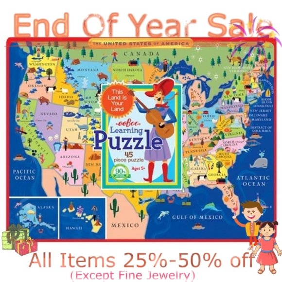 eeBoo Other - 🎉LAST ONE🎉 NWT eeboo - This Land is your Land 45 piece puzzle
